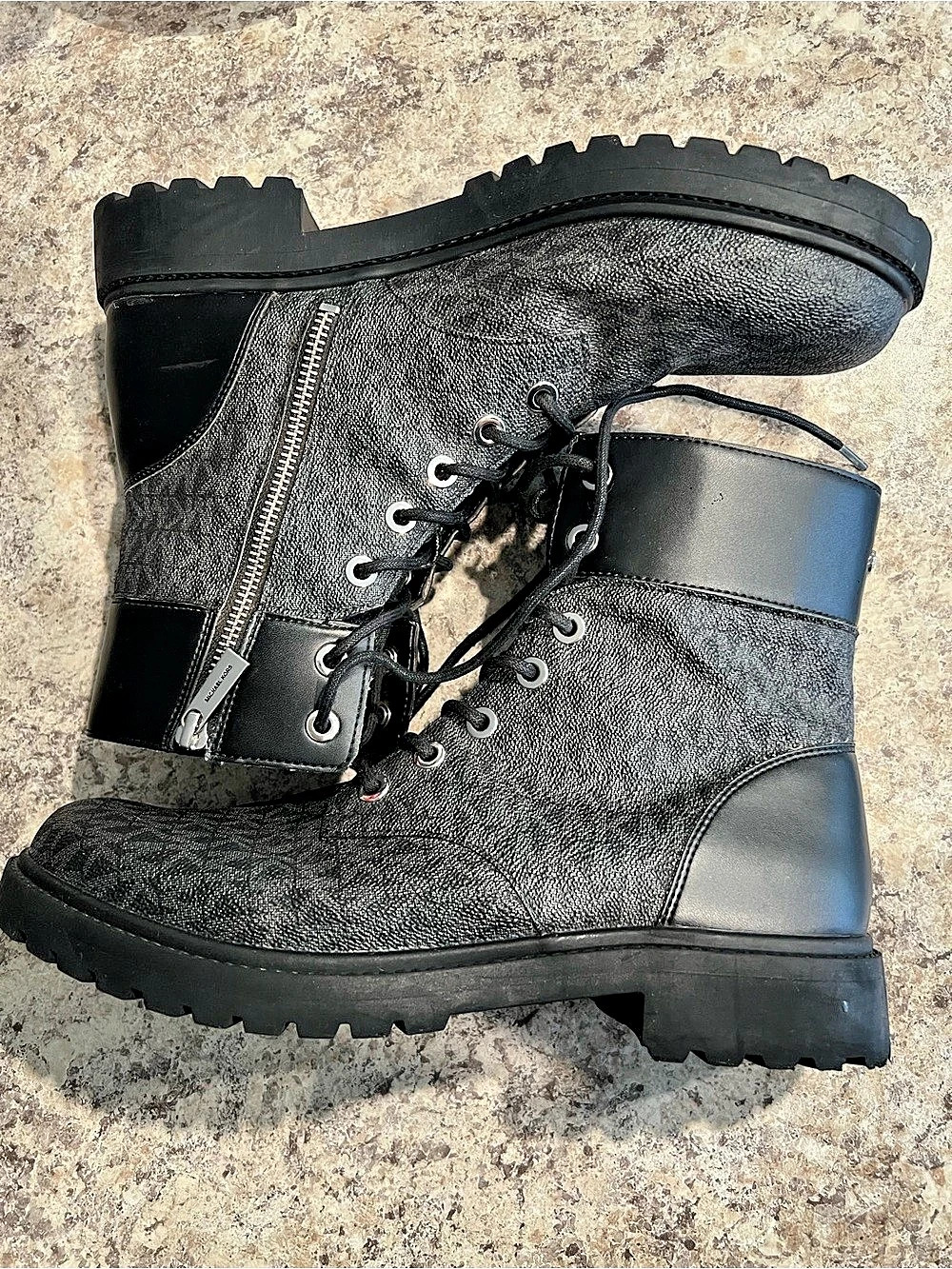 Michael Kors Combat Boots Black & Gray US 10